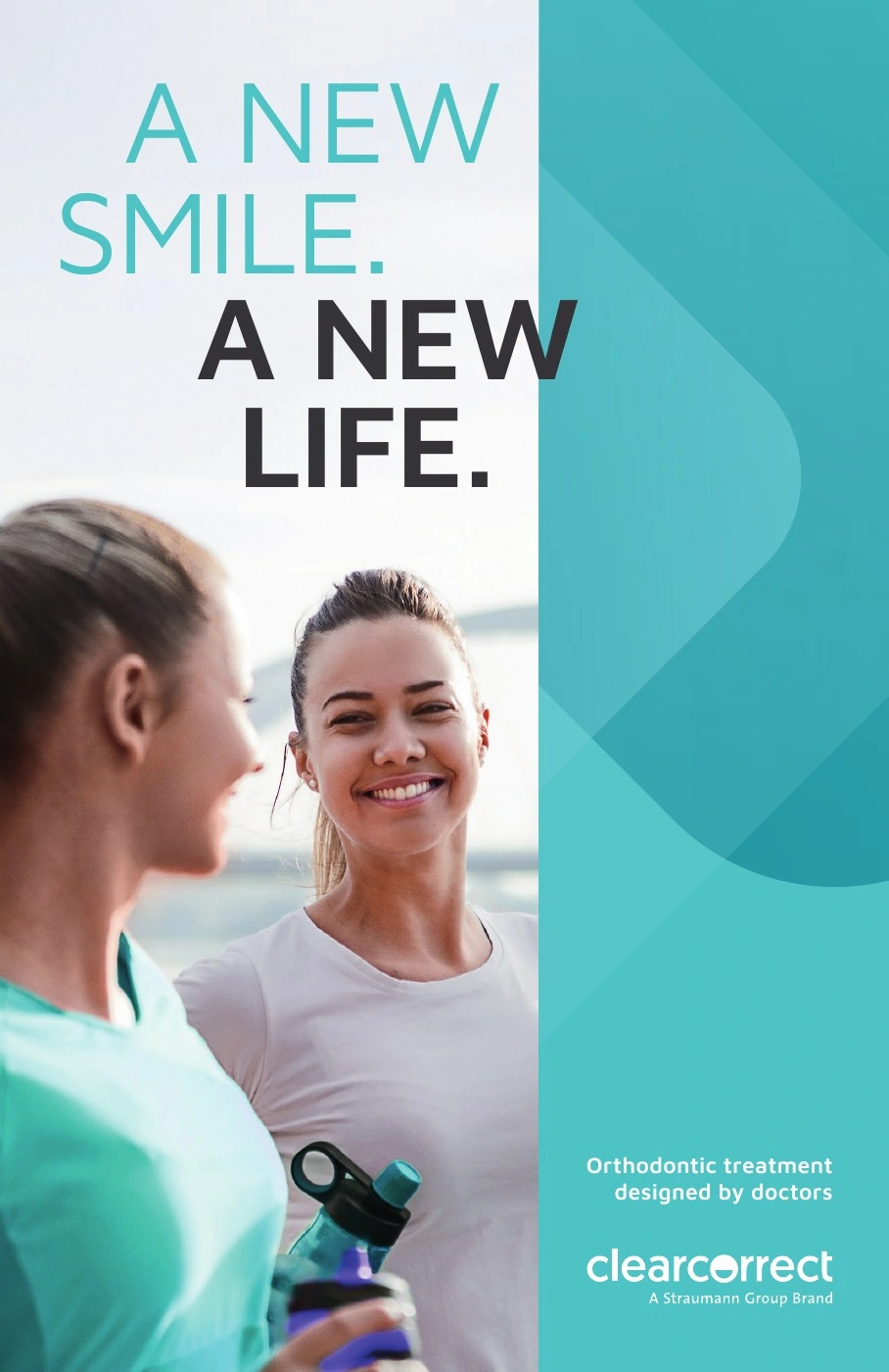 ClearCorrect® — A new smile. Original artwork; complete text alongside.