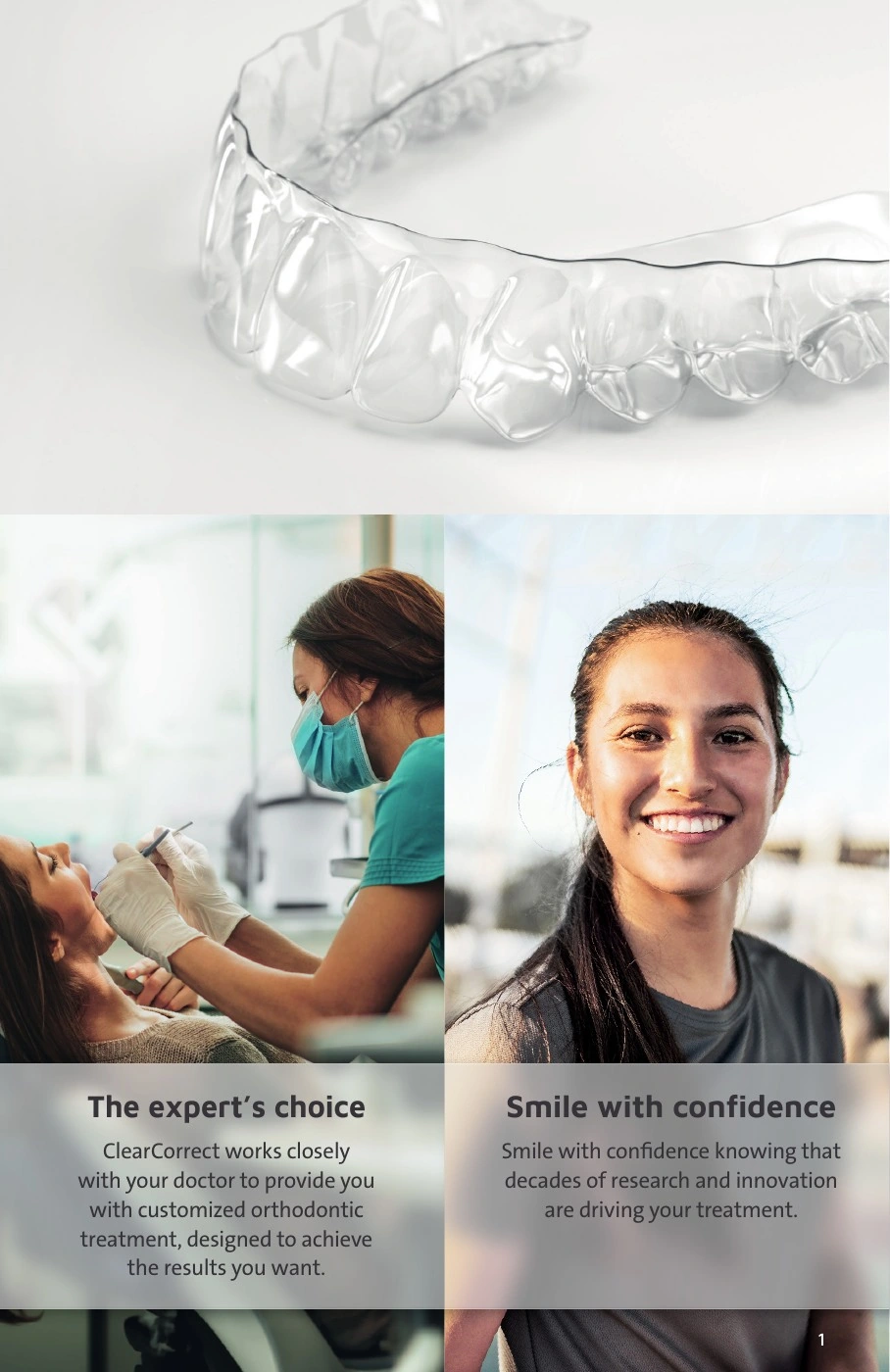 ClearCorrect® — The expert’s choice. Original artwork; complete text alongside.