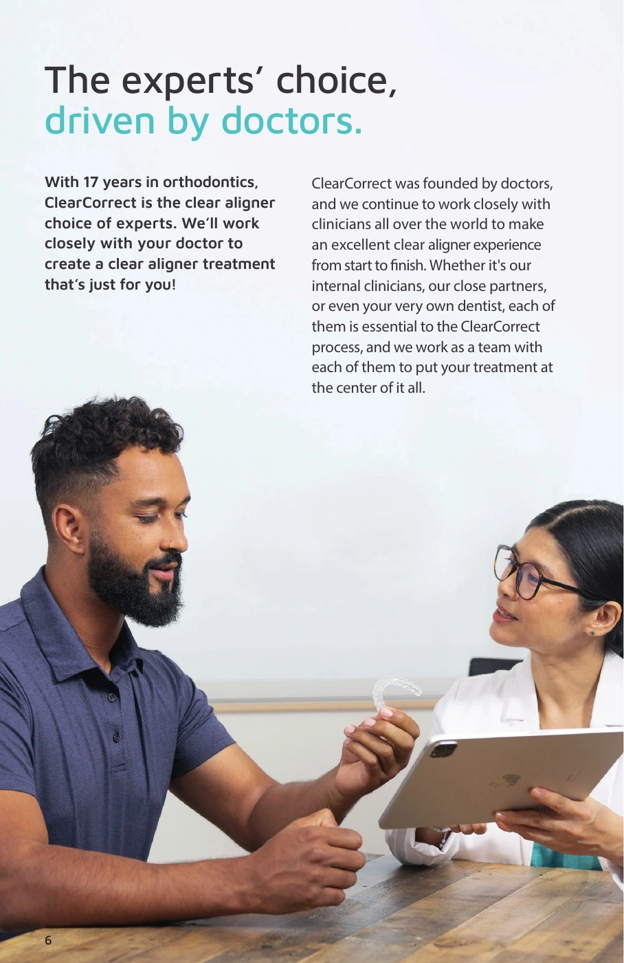 ClearCorrect® — Driven by doctors. Original artwork; complete text alongside.