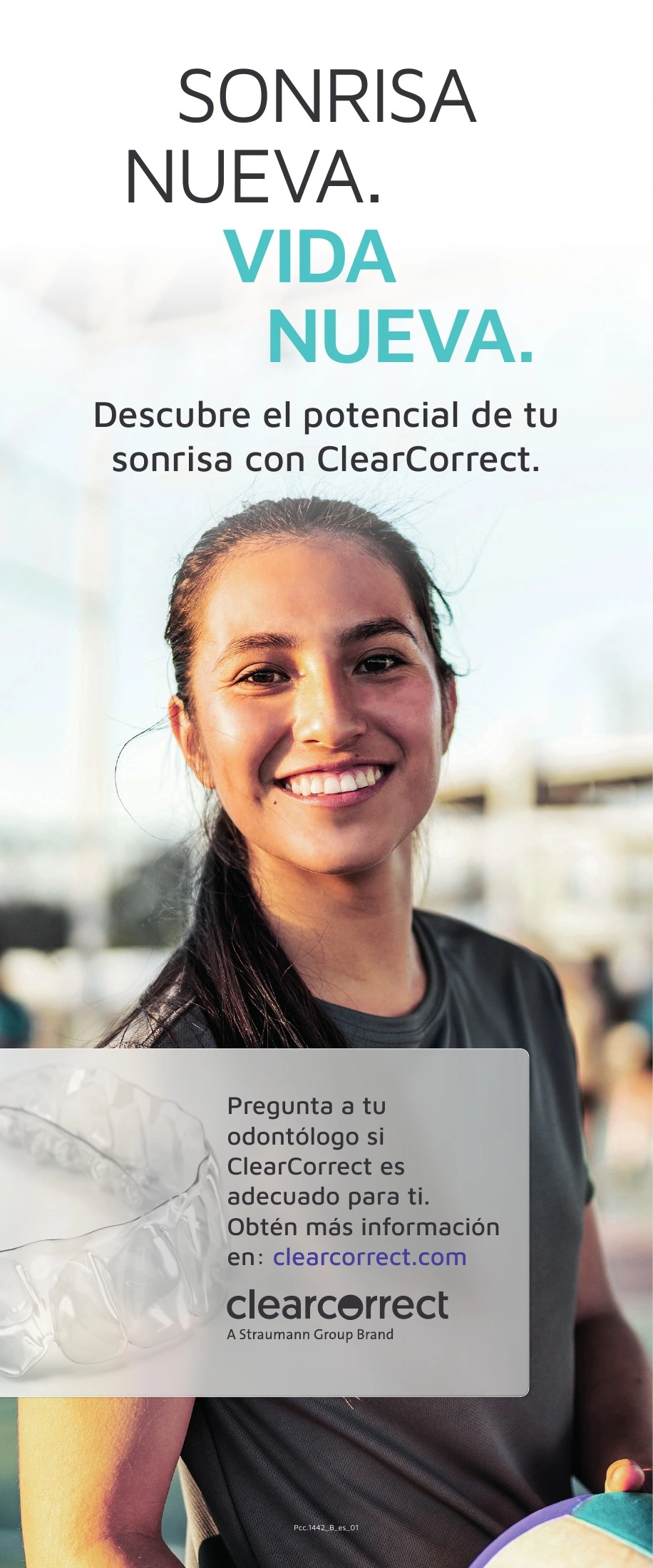 ClearCorrect® — Discover your smile. Original artwork; complete text alongside.